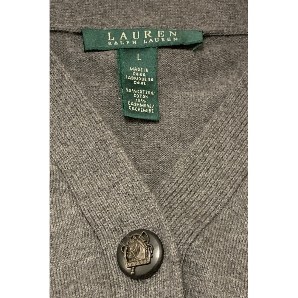 VTG Ralph Lauren Cardigan Cashmere Blend Women's M /L Horse Preppy Academia
